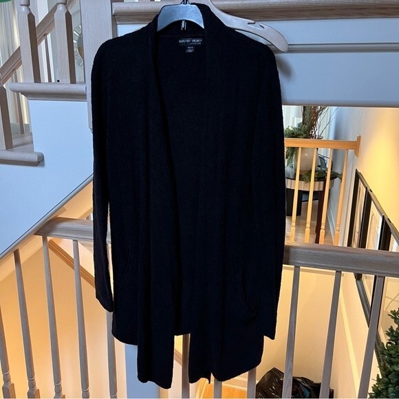 BAREFOOT DREAMS Cozychic Lite Island Drape Front Black Cardigan Style 903 Sz 1X - Picture 3 of 13